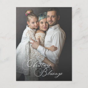 Elegant Jul Blessings-skript Foto Vykort