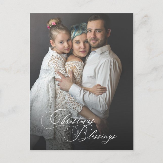 Elegant Jul Blessings-skript | Foto Vykort (Framsida)