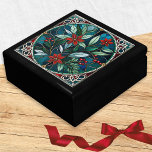 Elegant jul Blommor Berries Löv Red Grönt Minnesask<br><div class="desc">En presentlåda med en dekorativ keramisk bricka med en juldesign av säsong löv,  röda blommor och bär,  med en ytlig metallram. Med botanisk charm inspirerad av farkosten i traditionellt glas av nedfläckad,  gör den här lådan till ett vackert tillbehör till hemmet.</div>