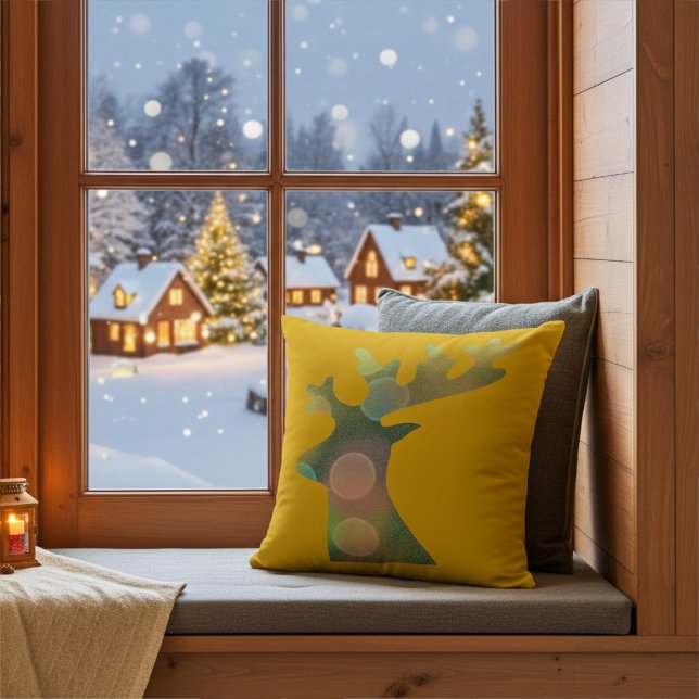 Elegant jul Bokeh Reindeer Head Decorative Kudde (Skapare uppladdad)