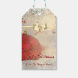 Elegant Jul Bollar, Bow, Confetti Presentetikett