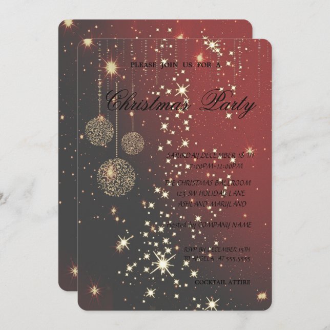 Elegant Jul Bollar,Jul Party Inbjudningar (Fram/baksida)