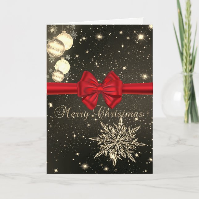 Elegant,Jul-Bollar,Snöflak,Röda bubblor,Gnistra Helgkort (Framsida)
