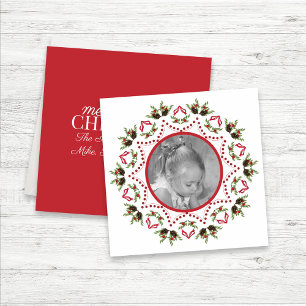 Elegant jul Botanical Pinecones Holly Berry Julkort