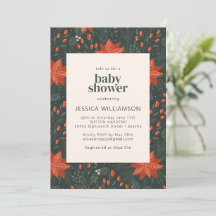 Elegant jul - Botaniskt Grönt Babykläder Inbjudningar