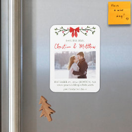 Elegant Jul Bröllop Chic Bow Simple Winter Magnet