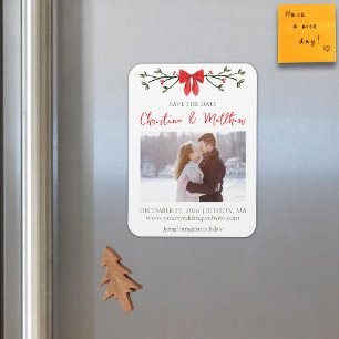 Elegant Jul Bröllop Chic Bow Simple Winter Magnet
