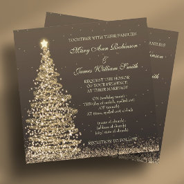 Elegant jul Bröllop Guld Brown Inbjudningar