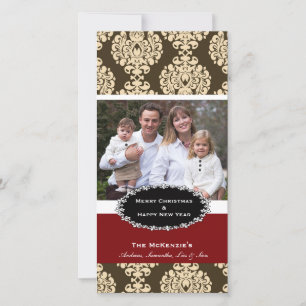 Elegant jul Brown Damask Julkort