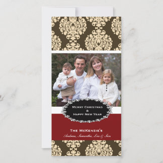 Elegant jul Brown Damask Julkort