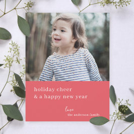 Elegant Jul Cheer | Raspberry Red Photo Julkort