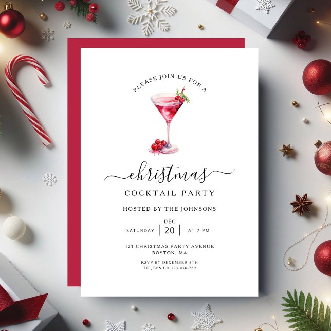 Elegant jul cocktail julfest inbjudningar (Elegant Holiday Cocktaill Christmas Party Invitation
)