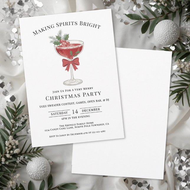 Elegant Jul Cocktailparty Inbjudningar (Elegant Festive Christmas Cocktail Party Invitation)