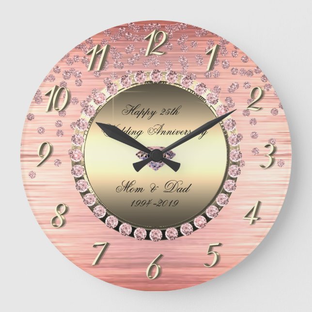 Elegant Jul Diamanter 25-års bröllopsdag Stor Klocka (Framsida)