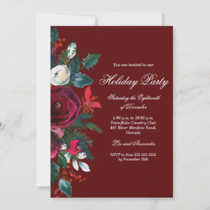 Elegant Jul Festiv Floral Julfest Inbjudningar