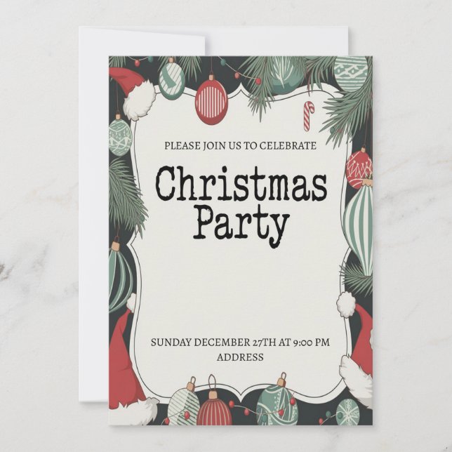 Elegant Jul Firande Glad Julfest Inbjudan (Framsida)