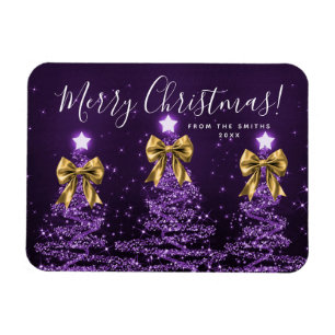 Elegant jul fuchsia julgranar guld magnet