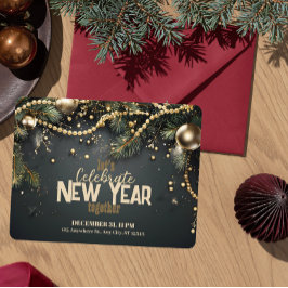 Elegant jul Garland Luxurious nyår Inbjudningar