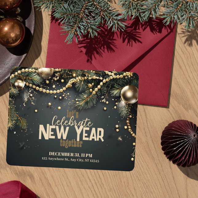 Elegant jul Garland Luxurious nyår Inbjudningar (Skapare uppladdad)