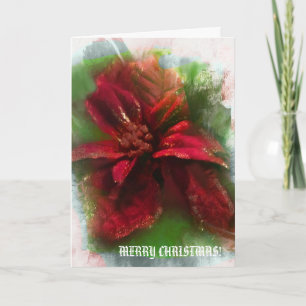 Elegant Jul Glitter Blommigt Red Grönt Kort