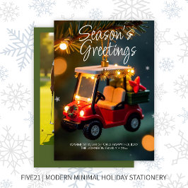 Elegant Jul Golf Cart Ornament ・ Foto Grönt Julkort