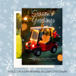 Elegant Jul Golf Cart Ornament ・ Foto Julkort
