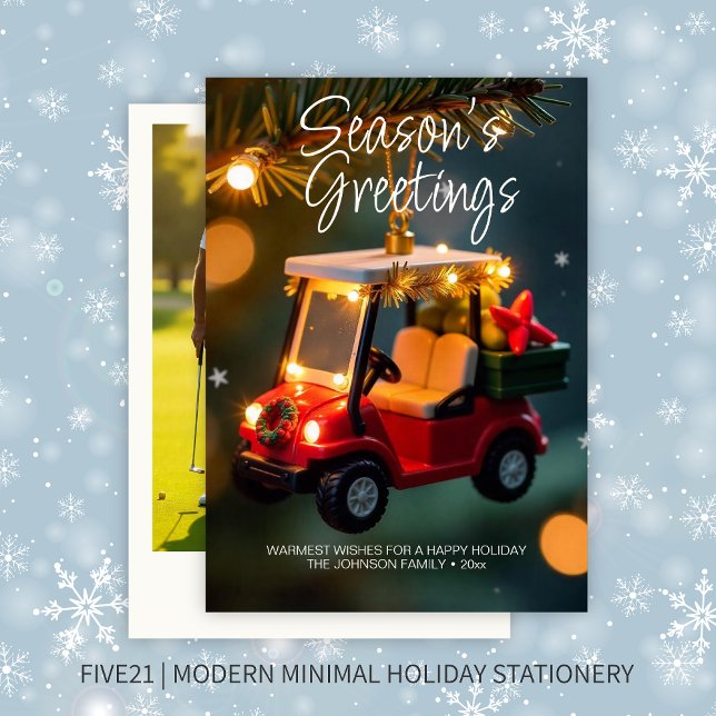 Elegant Jul Golf Cart Ornament ・ Foto Julkort (Skapare uppladdad)