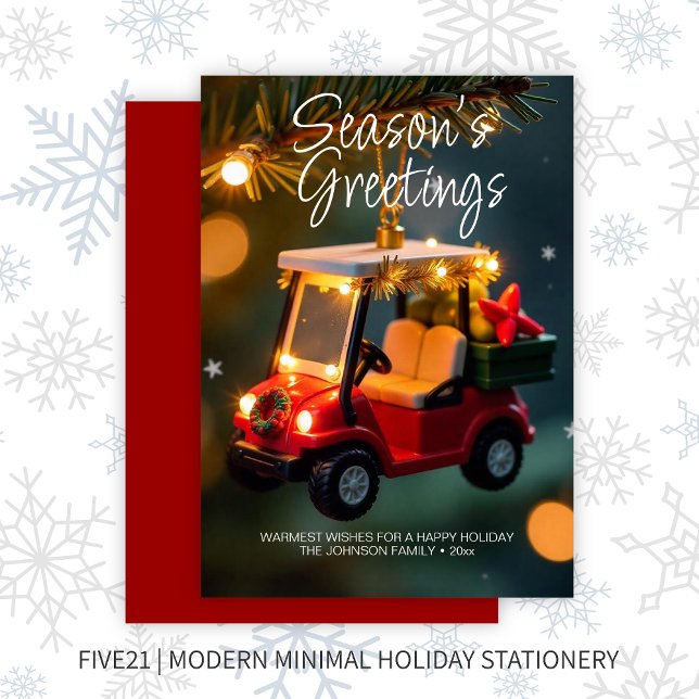 Elegant Jul Golf Cart Ornament Julkort (Skapare uppladdad)
