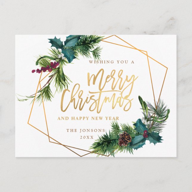 Elegant Jul Gräs Cone Ram Julhälsningar Vykort (Framsida)