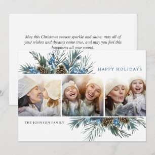 Elegant jul Gräs Cones 3 Photo Hälsning Julkort