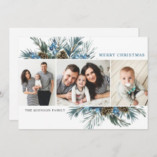 Elegant jul Gräs Cones 3 Photo Hälsning Julkort