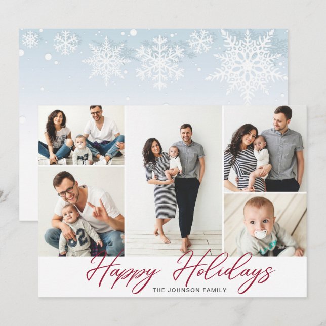 Elegant jul Gräs Cones 5 PHOTOS Hälsning Julkort (Fram/baksida)