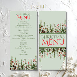 Elegant jul Greenery Helgdag Flat Menu Meny