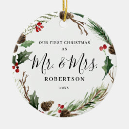 Elegant jul Greenery Mr. Och Mrs. Julgransprydnad Keramik