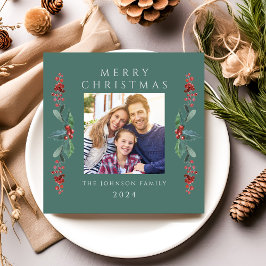 Elegant jul Greenery Photo Julkort