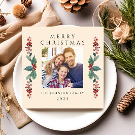 Elegant jul Greenery Photo Julkort