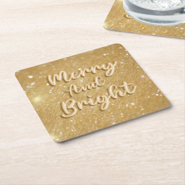 Elegant jul guld glitter underlägg papper kvadrat (Vinklad)