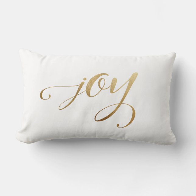 Elegant Jul Guld Helgdag Joy Calligraphy Lumbarkudde (Framsida)