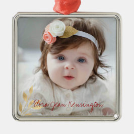 Elegant Jul Guld Löv Helgdag Photo Julgransprydnad Metall