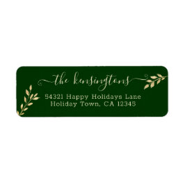 Elegant jul Guld Löv om Grönt av skogar Returadress Etikett