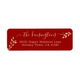 Elegant jul Guld Löv om vinterrödetiketten Returadress Etikett