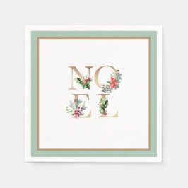 Elegant jul Guld Noel Greenery Berries Grönt Pappersservett