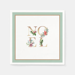 Elegant jul Guld Noel Greenery Berries Grönt Pappersservett