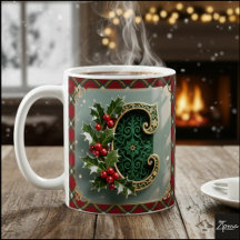 Elegant jul gull julmistel initial bokstav C