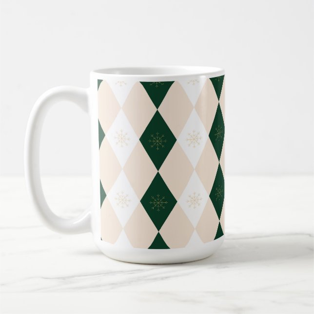 Elegant jul Harlequin Mönster med snöflingan Kaffemugg (Vänster)