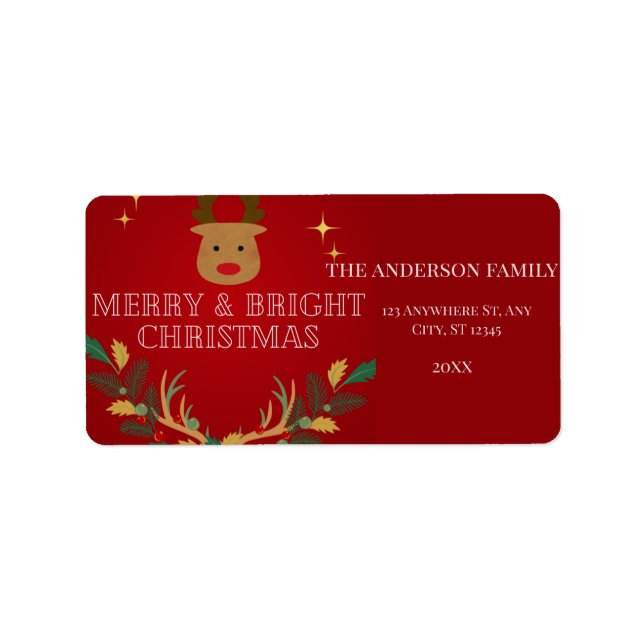 Elegant Jul-Helgdag Adressetikett (Framsidan)