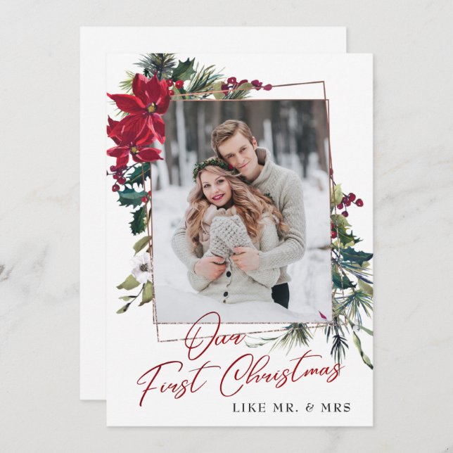 Elegant Jul-Helgdag - fotoport Julkort (Fram/baksida)