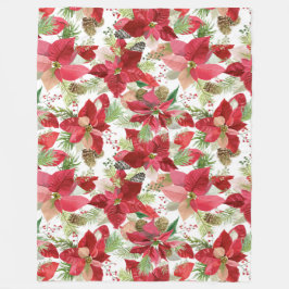 Elegant jul Helgdag Poinsettia Gräs Cone Fleecefilt