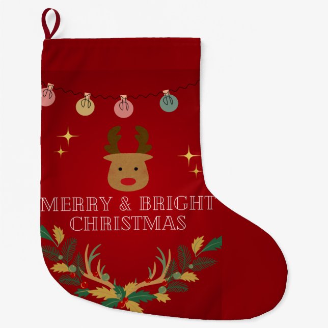 Elegant Jul-Helgdag Stor Julstrumpa (Framsidan)