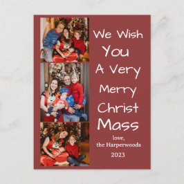 Elegant Jul-helgdagar, skript Family 3-foto Helg Vykort